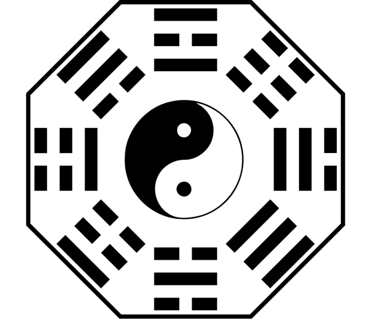 I Ching trigrams with yin yang symbol